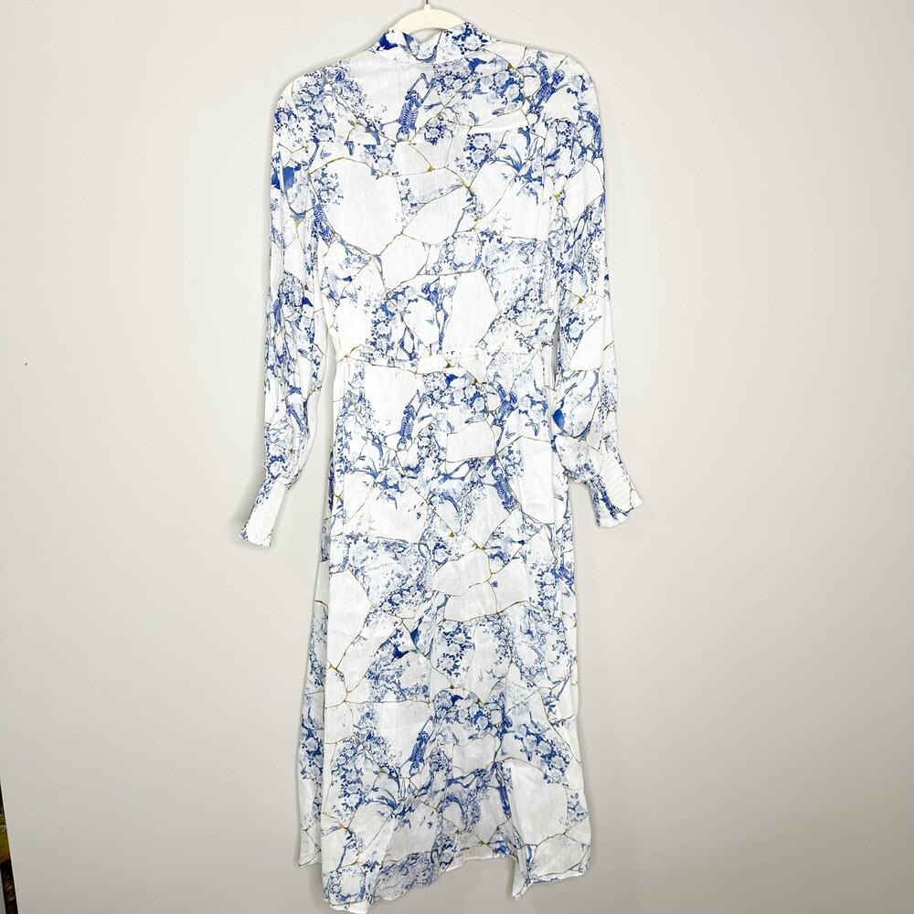 All Saints Skye Buruberu Silk Blend Shirt Dress China Blue 2 NEW $419 - Picture 5 of 12